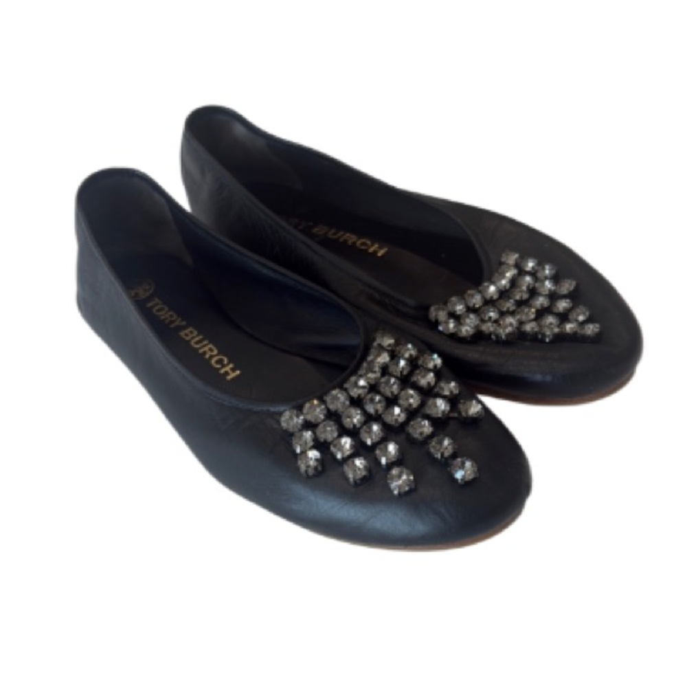 Tory Burch Black Crystal Embellished Flats women’s size 8